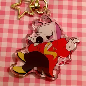 Tenna Deltarune Acrylic Charm | 2.5" Epoxy Charm + Sticker Set | Double Sided Keychain