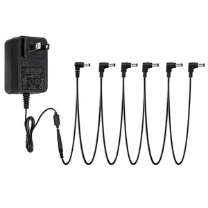 STRICH SPA-10 Guitar Pedal Power Adapter, 9V DC 1A (Tip Negative), Compatible with Guitar/Bass Pedalboards, Includes 6-Way Daisy Chain Cable Plug