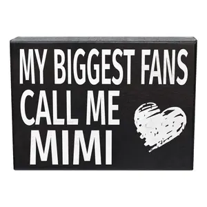 JennyGems My Biggest Fans Call Me Mimi Wooden Sign, Gift for Mimi, Wall Hanging and Shelf Decor
