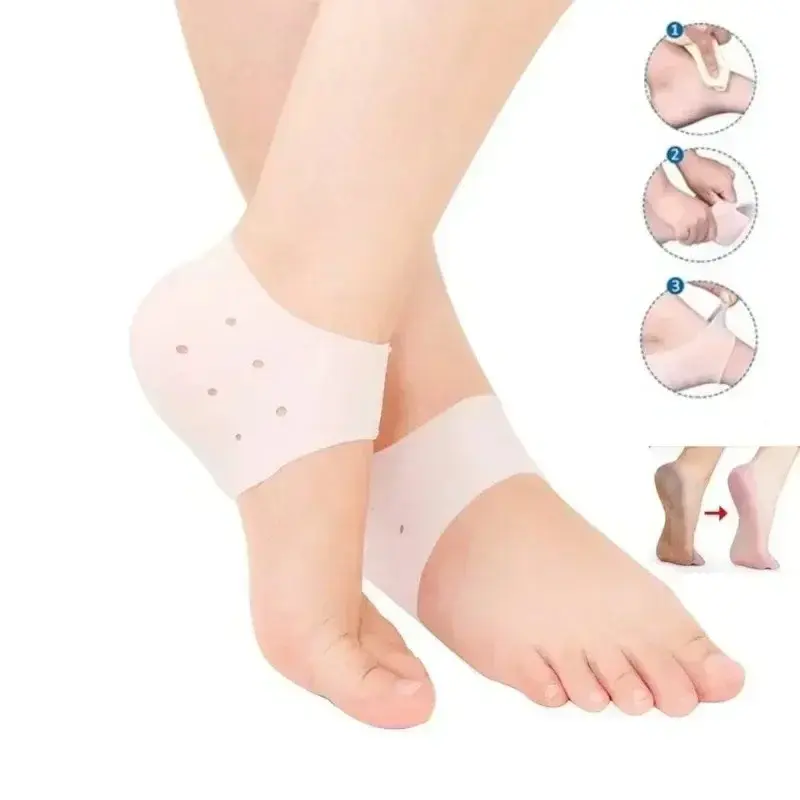 Silicone Heel Protectors Gel Cushion Pads, Relief for Plantar Fasciitis and Cracked Heels, Men and Women Foot Pain Reduction