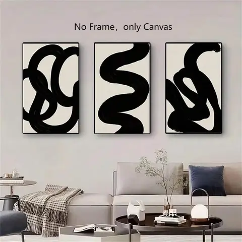 Abstract Line Pattern Canvas Painting without Frame, 3 Counts/set Modern Wall Art Painting, Wall Art Decor for Home Living Room Bedroom Office, Ornaments, Decoration Items, Unframed Art Print