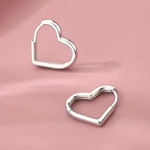 925 Sterling Silver Heart Hoop Earrings for Women | Minimalist Open Heart Huggie Earrings | Hypoallergenic Jewelry Gift for Her