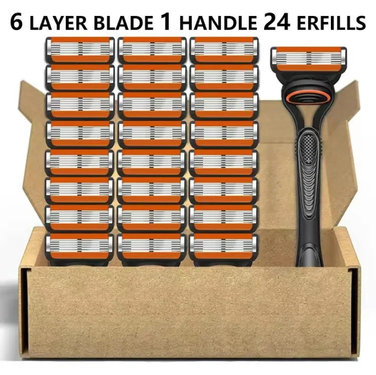 Men's Razor Blade Replacement,24pcs Razor Blade & 1 Count Handle, Sharp Handheld Razor Blade, Men's Care Product for Daily Use, Head Shaver, Razors for Men, Stainless Blades, Shaving Razors, Razors Set
