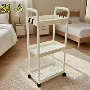 3-tier heavy-duty rolling storage cart with smooth-rolling wheels - multi-layer shelf suitable for bathroom, bedroom and office, a practical space-saving cart