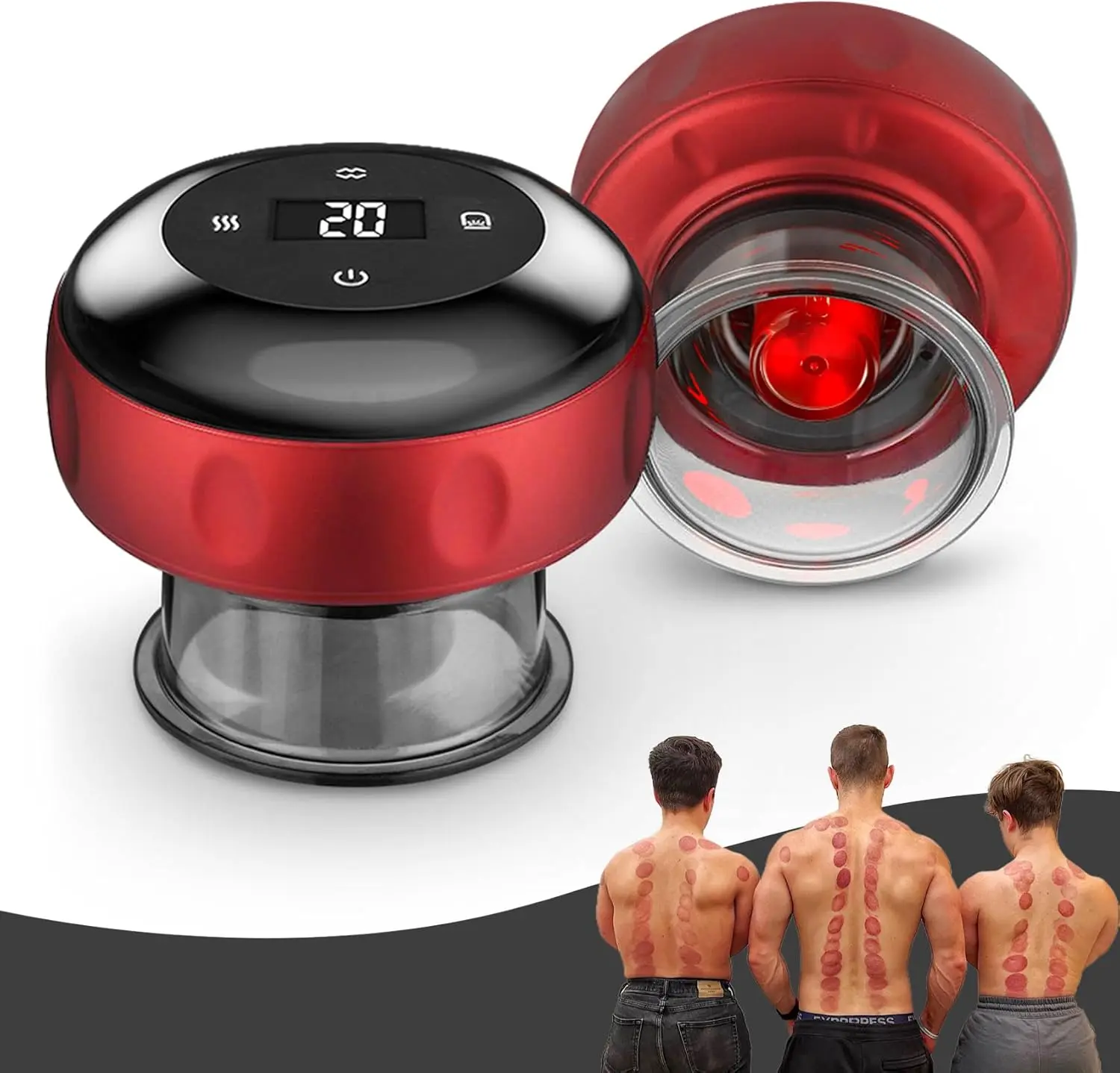 Smart Electric Cupping Therapy Massager with Red Light Therapy, Portable Device with 12 Heat & Suction Levels for Muscle Relaxation & Daily Wellness, Back Health Solutions, Blood Flow Booster Massage Devices