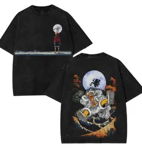 Lufi JoiBoy One Pice RetroVintage Unisex Anime MangaAcid Washed Lightweight Cotton Tshirt Gift For Anime FanTees Vintage Shirts T-shirt Men's Graphic Round NeckFabric Menswear Top Oversized Black Casual CrewneckSummer men Piece Devil Fruit 67 shirt