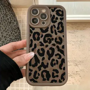 Brown Black Brown Leopard Print Case for iPhone 17 Pro Max 16 16e 15 14 Plus 13 12 Mini 11 Air X XS Pattern Soft TPU Rubber Camera Protection Rugged Mobile Phone Cover Gift 2D printing Protective Cellphone