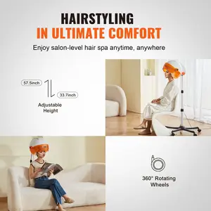 Father's Day Gift VEVOR Professional Hooded Dryer, 1875W High-Power Bonnet Hair Dryer, Sit Under Hair Dryer with Timer, 3 Temp Settings & Wind Speed, Floor Standing Rolling Base with Wheels for Beauty Salon Home Spa