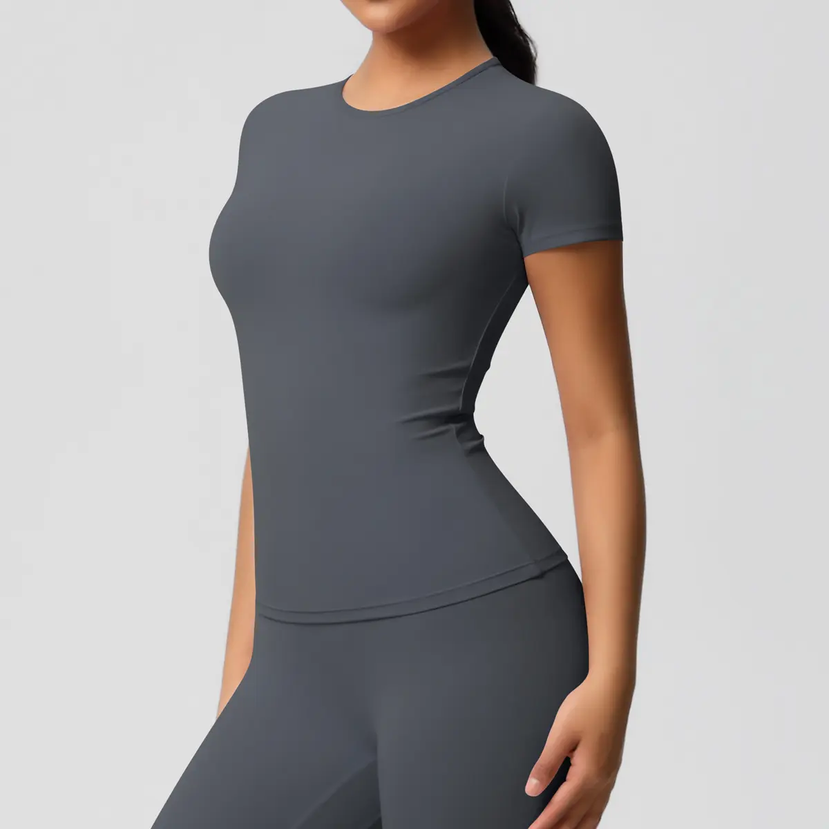 7103 Short Sleeve   Stone Grey