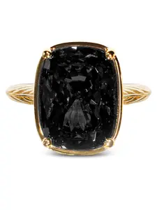 Sterling Silver Elongated Cushion Black CZ Cocktail Ring