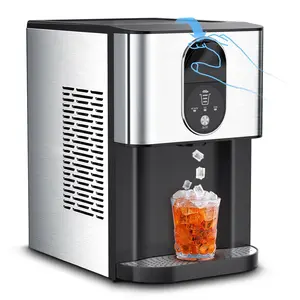 COWSAR Nugget Ice Maker Dispenser, Self Dispensing Pellet Ice Maker, 44lbs/24H, 15Mins Quick Ice Make, 3.3lbs Ice Storage, Ice Full Indicator, Self-Cleaning, Home, Kitchen, Bar, Party Silver