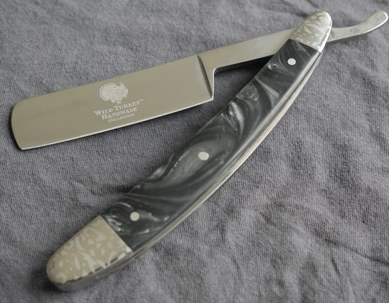 OG Vintage Shaving Straight Razor Chrome Finish Black Pearl Handle Sharp Barber