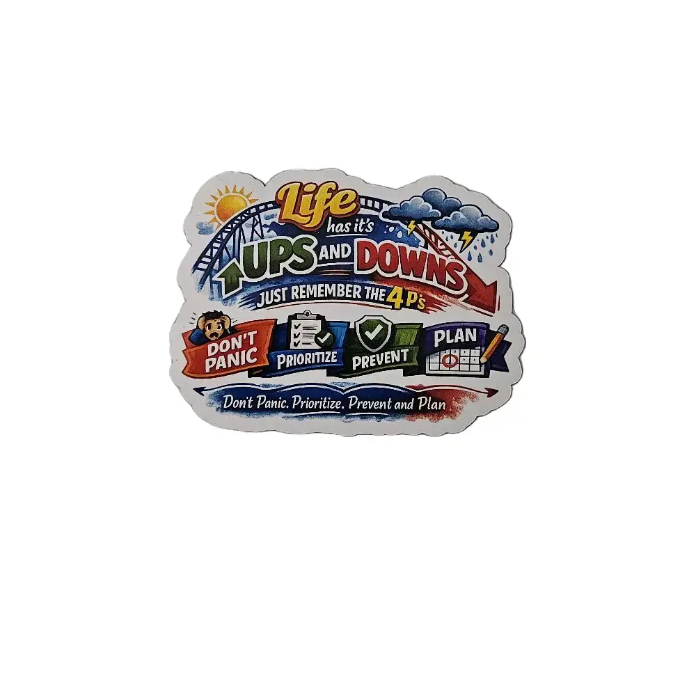 Life Has Its Ups & Downs – 4 P's Motivational Magnet | Inspirational Refrigerator, Locker & Office Magnet
