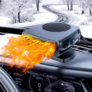 12V 200W Portable Car Heater Windshield Defogger and Defroster Fast Heating & Cooling Fans with Cigarette Lighter Plug Black