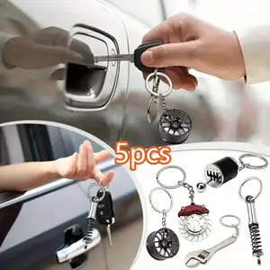 5PCS Gear Key Chain, Car Modification Key Chain, Gearbox Keychain, Gear Head Pendant, Cool Car Gear Shifter Keychain Car Key Accessories