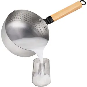 Yukihira Saucepan,Yukihira Pot, 2.2 Quart Stainless Steel Saucepan Pan Japanese Milk Pot with Wood Handle
