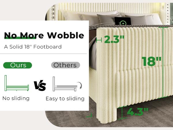 【Ships in 1 or 2 Packages】Wingback Bed Frame with Reading Lights, Corduroy Upholstered Headboard with USB Ports, Noise-Free Platform Bed Frame 1200 lbs Heavy Duty, Aesthetic Bedroom Decor Must Have Gift for Teen Girls Women,Summervibes