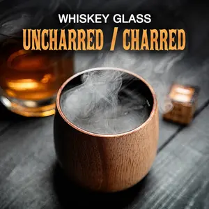 4/5/6pcs Set Wooden Whiskey & Bourbon Drinking Glass Tumbler Cup, Charred or Uncharred Old Fashioned Glass, Perfect Gift for Men, Traditional Drinkware, Perfect Father's Day Gift, Gift for Dad, Father's Day