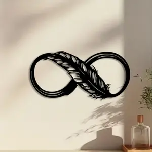 1pc Bohemian Feather and Infinity Symbol Metal Wall Art, Bohemian Feather and Infinity Symbol Statue Mural, Perfect for Living Room, Indoor/Outdoor, Home Decor, Christmas Decor, Ideal Gift for Bohemian Decor Enthusiasts autumn home decor
