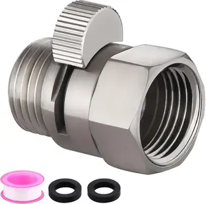 Shower Flow Control Valve, Brass Shut Off Valve for Hand Shower or Fixed Shower , G1/2" Shower  Regulator Brushed Nickel