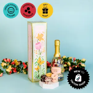 Mother's Day Bubble Box by Send A Cake - The sweetest gift for Mom, Grandma, Friends & loved ones near or far! - A delightful stream of bubbles when opened, with a faux bottle filled with delicious cake donuts!