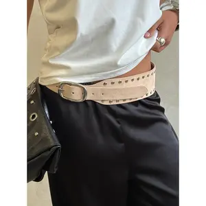 Spheres Stud Belt Beige / Silver