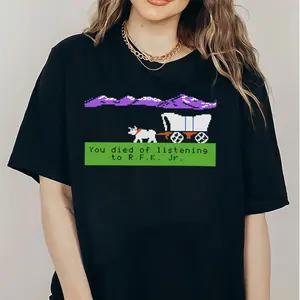 Oregon Trail RFK Tee, Vintage Pixel Art Meme Shirt – Political Parody Graphic Tee