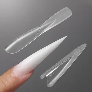 YOKEFELLOW Original Sandwich Nails Dual Forms W560 Long Stiletto 240Pcs Nail Mold for Quick Nails Extension, No Paper Forms Needed, 15 Sizes Plastic Form, Salon Nail Art Tools