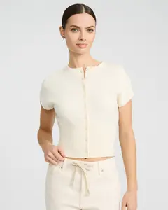 Express Crew Neck Cap Sleeve Banded Bottom Cardigan