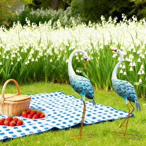 Elegant Blue Heron Crane Garden Statues, Weatherproof Outdoor Sculptures for Patio, Lawn, Pond, Backyard, Ideal Housewarming Gift