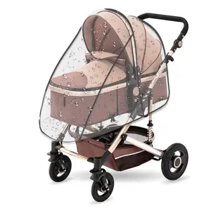 Universal Baby Stroller Rain Cover, Weatherproof Windproof and Sunproof Transparent Breathable Protection, Umbrella and Raincoat Accessory