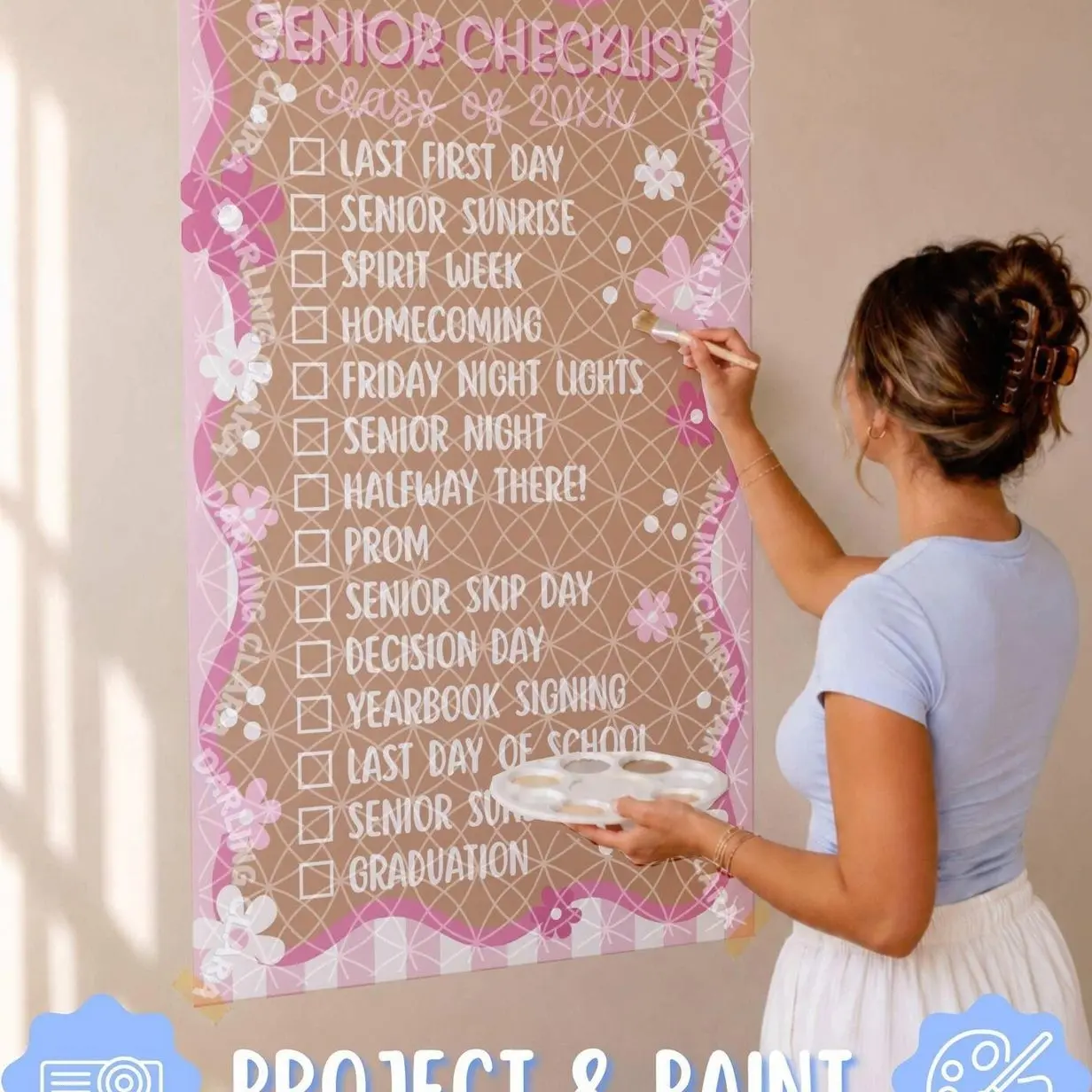 Senior Year Checklist Banner, Last First Day of School Backdrop | Senior Class of 2027 Banner | Senior Year Photo Backdrop