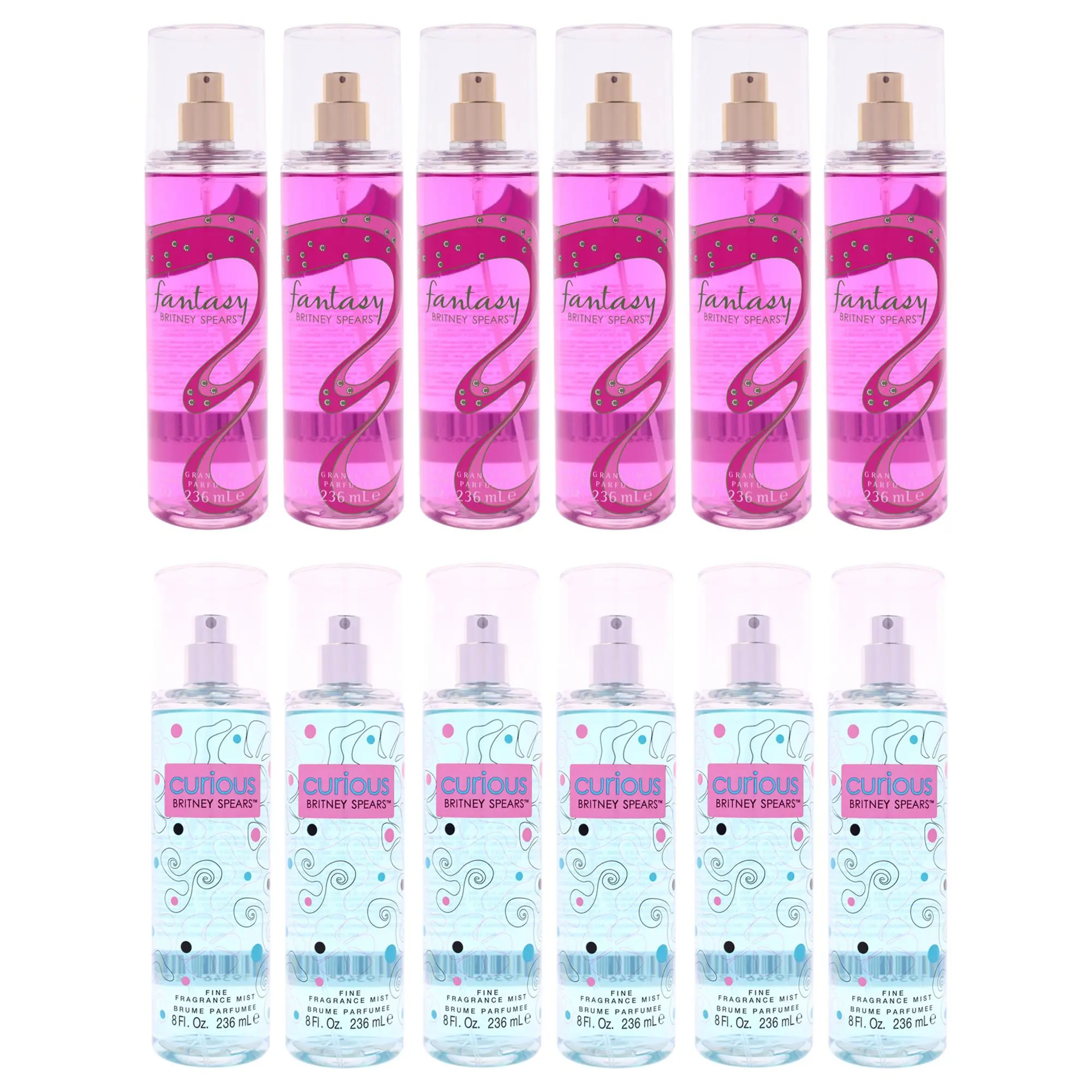 Britney Spears Fragrance Mist Kit by Britney Spears for Women - 12 Pc Kit 6 x 8oz Fantasy Fragrance Mist, 6 x 8oz Curious Fragrance Mist