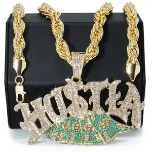 Huge Extra Large "HUSTLA CASH MONEY " Fully Iced | 14k Gold Plated Necklace