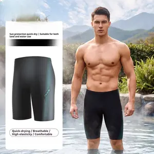 YUKE Men's Swim Jammers Competitive Athletic Swim Team Suit Training Endurance Racing Quick Dry Swimming Shorts UPF 50