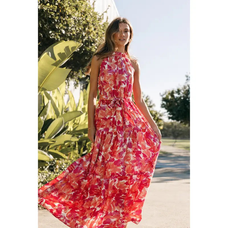 african halter dress Nita African Print Halter Neck Maxi Dress