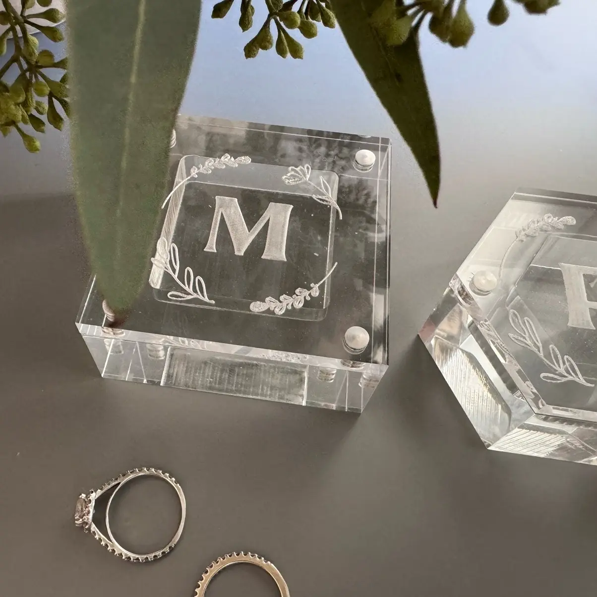 Modern Clear Ring Box - Crystal Clear Acrylic Modern Clear Ring Box - Crystal Clear Acrylic