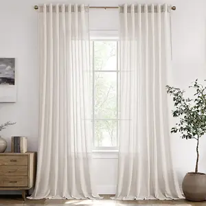 Cream Curtains 84 Inch Length 2 Panels for Living Room Light Filtering Semi Sheer Back Tab Drapes for Bedroom Neutral Farmhouse Decor 84 Inches Long Natural Ivory Colored