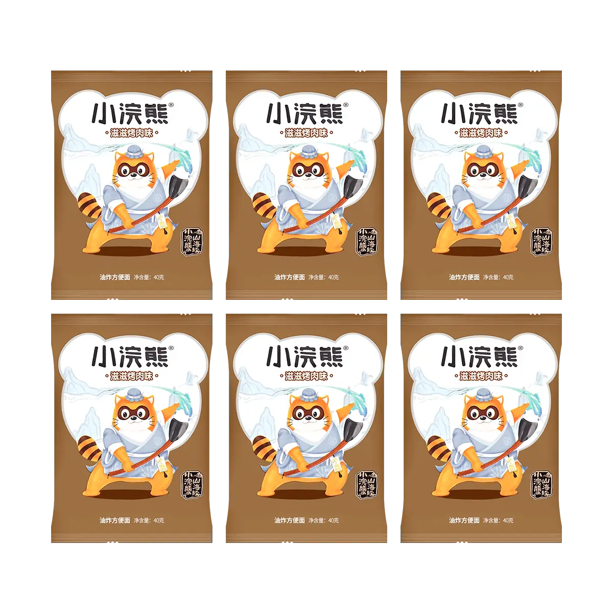 Unif 【Value Pack】Little Raccoon Crispy Noodles - BBQ Flavor, 6 Packs*35g