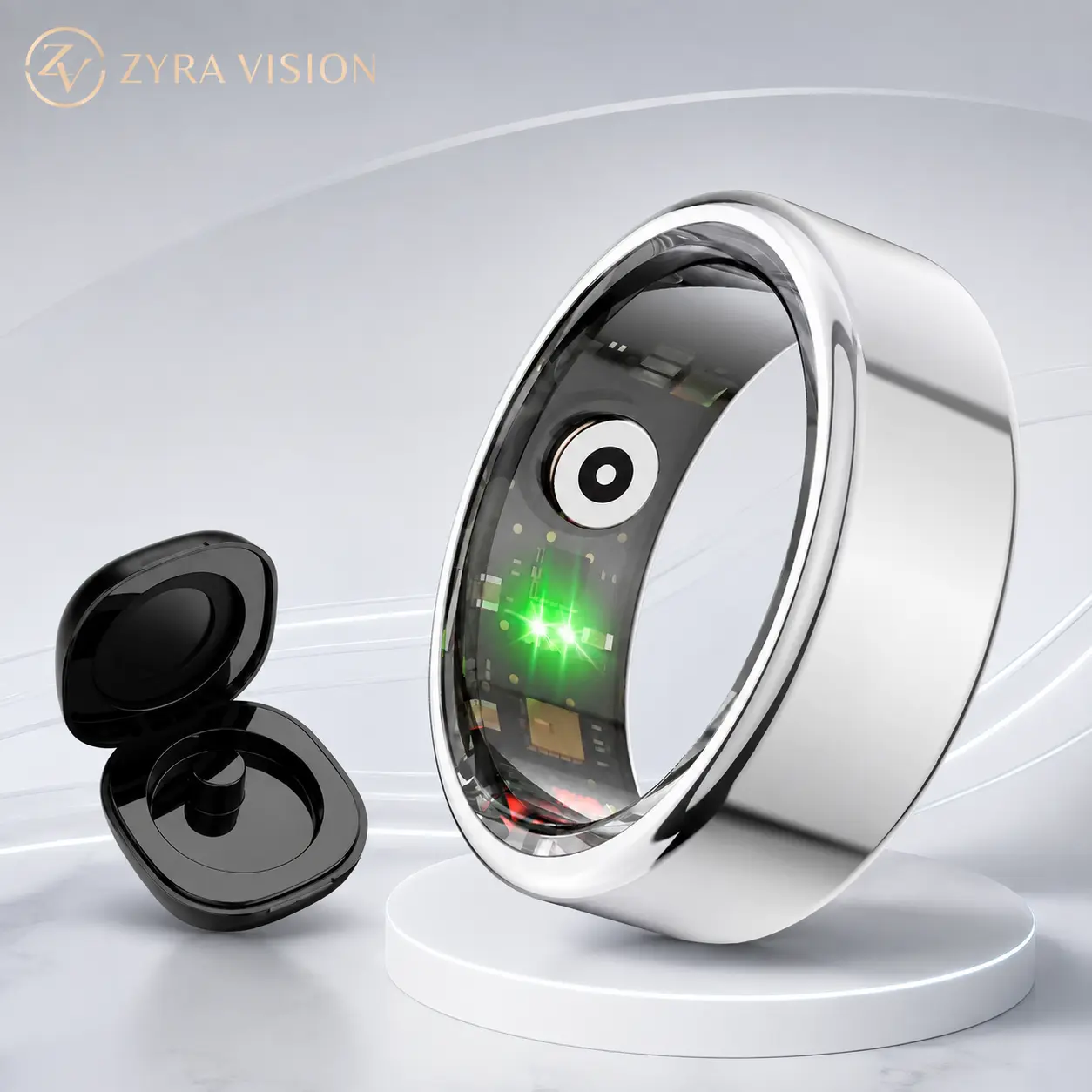 Zyra Vision Smart Ring Health & Fitness Tracker - 24/7 Sleep Tracking, Heart Rate Monitoring, Stress & Cycle Insights, Family Care Mode, Free App, No Subscription, Android & iOS Compatible, Waterproof Device for Men & Women