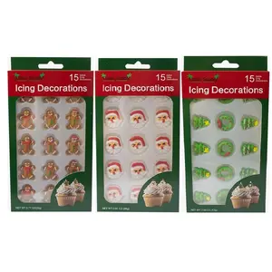 Christmas Edible Cake Decorations - Candy or Cupcake Topper -Gingerbread Man, Santa Face, Trees and Wreaths, 45 Pieces Total