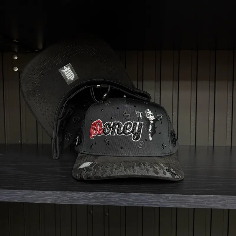 Money BiggBoss SnapBack Hat- Black Suede Visor Money BiggBoss SnapBack Hat- Black Suede Visor