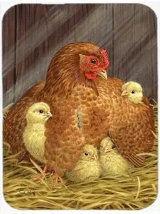 212 MAIN Large Tempered Glass Chopping Board - Heatproof Kitchen Cutting Board with Colorful Art My Little Chickadees and Hen Chicken Design