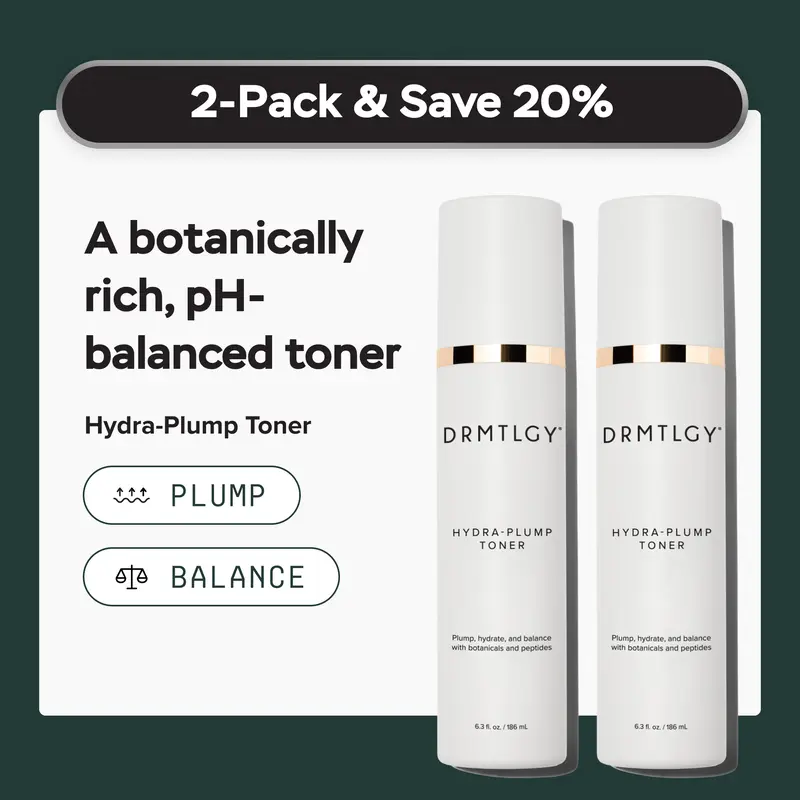 DRMTLGY Hydra-Plump Toner, 6.3 fl oz (2-pack). Hydrates and Preps Skin with Ceramides, Peptide, & Botanicals.