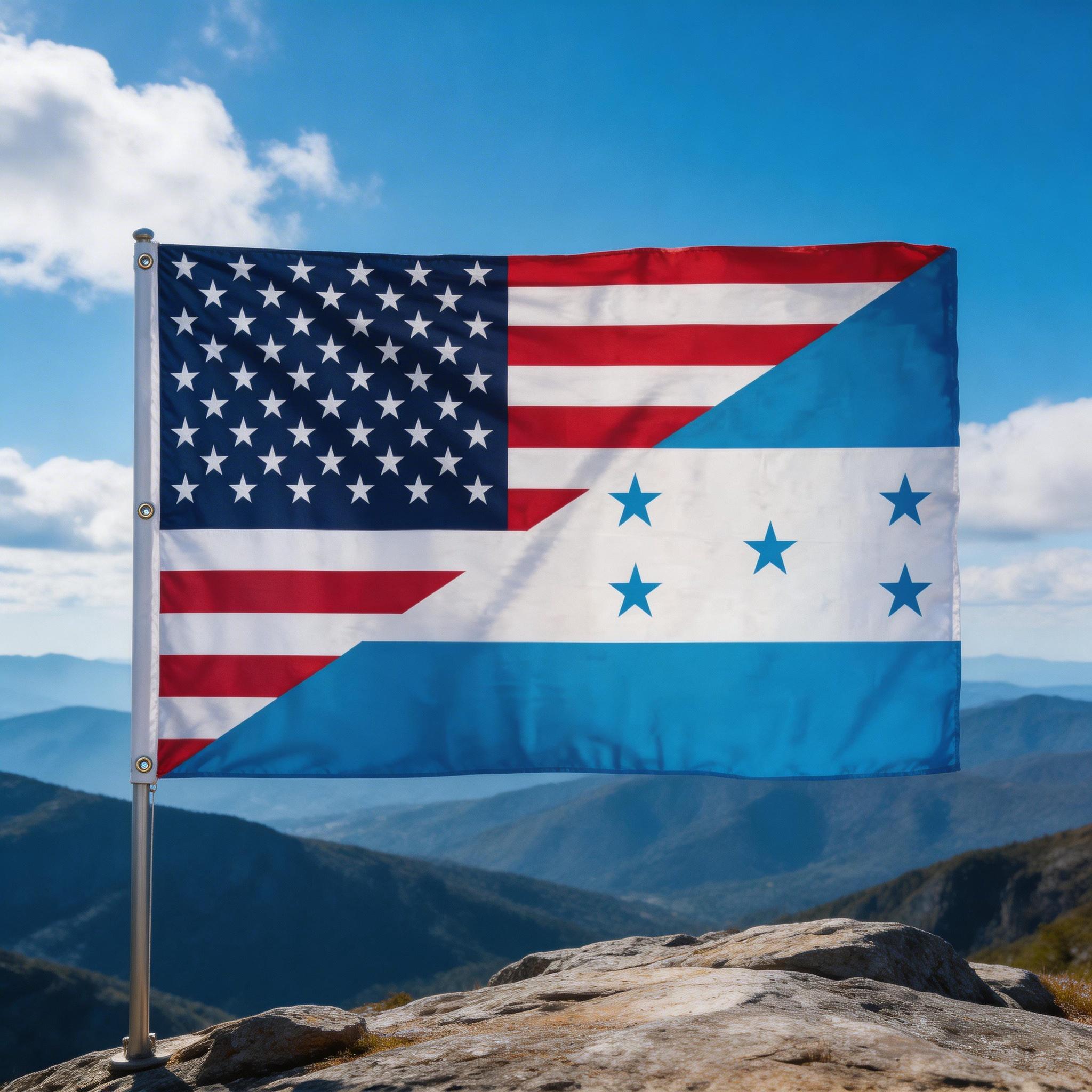 USA and Honduras Combined Flag 3x5 Ft, Christmas Flag for Home Decoration, Indoor and Outdoor, All Season Decoration