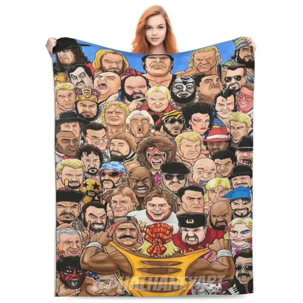 Hulk Hogan & WWE Legends Plush Blanket Soft Funny Throw Blanket Cozy Lightweight Plush Portable Cover Blanket For Sofa,Warm Gift For Birthday,Christmas,Multiple Blanket
