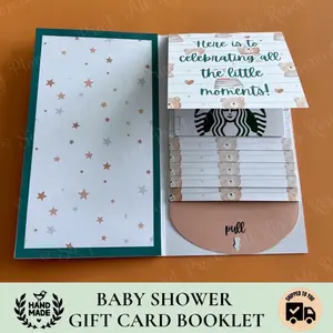 Baby Shower Handmade New Baby Gift Card Holder Waterfall Gift Card Booklet Gift for new Baby Gender Neutral Newborn Gift