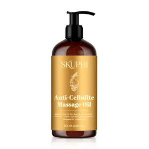 SKUPHI 8 Fl Oz Citrus Body Massage Oil - Formulated with Collagen, Grape Seed & Plant Stem Cells, Natural Extracts for Daily Skin Care & Improved Skin Appearance