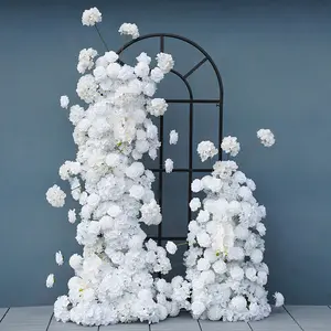 7749 White Rose Hydrangea Floral Row KT Board Wedding Backdrop Decor Event Supplies