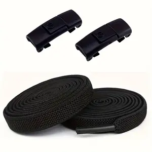 4-Piece Elastic No-Tie Shoelaces Set, 39.37 Inch Lightweight Material, Adjustable Size, Comfortable Fit, Includes 2 Laces and 2 Buckles